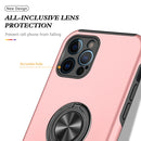 Magnetic Ring Kickstand Shockproof Phone Case For iPhone 12 Pro(Rose Gold)