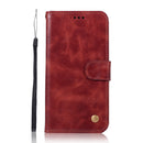 For OnePlus 6 Retro Copper Buckle Crazy Horse Horizontal Flip PU Leather Case with Holder & Card Slots & Wallet & Lanyard(Wine red)