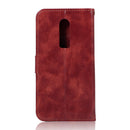 For OnePlus 6 Retro Copper Buckle Crazy Horse Horizontal Flip PU Leather Case with Holder & Card Slots & Wallet & Lanyard(Wine red)