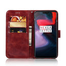 For OnePlus 6 Retro Copper Buckle Crazy Horse Horizontal Flip PU Leather Case with Holder & Card Slots & Wallet & Lanyard(Wine red)