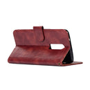For OnePlus 6 Retro Copper Buckle Crazy Horse Horizontal Flip PU Leather Case with Holder & Card Slots & Wallet & Lanyard(Wine red)