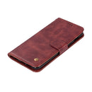 For OnePlus 6 Retro Copper Buckle Crazy Horse Horizontal Flip PU Leather Case with Holder & Card Slots & Wallet & Lanyard(Wine red)