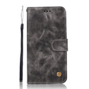 For OnePlus 6 Retro Copper Buckle Crazy Horse Horizontal Flip PU Leather Case with Holder & Card Slots & Wallet & Lanyard(Gray)
