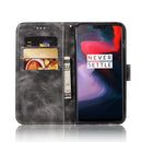 For OnePlus 6 Retro Copper Buckle Crazy Horse Horizontal Flip PU Leather Case with Holder & Card Slots & Wallet & Lanyard(Gray)