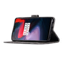For OnePlus 6 Retro Copper Buckle Crazy Horse Horizontal Flip PU Leather Case with Holder & Card Slots & Wallet & Lanyard(Gray)