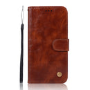 For OnePlus 6 Retro Copper Buckle Crazy Horse Horizontal Flip PU Leather Case with Holder & Card Slots & Wallet & Lanyard(Brown)