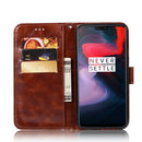 For OnePlus 6 Retro Copper Buckle Crazy Horse Horizontal Flip PU Leather Case with Holder & Card Slots & Wallet & Lanyard(Brown)