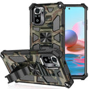 For Xiaomi Redmi Note 10 Pro Camouflage Armor Shockproof TPU + PC Magnetic Protective Case with Holder(Army Green)