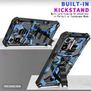 For Xiaomi Redmi Note 10 Pro Camouflage Armor Shockproof TPU + PC Magnetic Protective Case with Holder(Dark Blue)