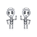 S925 Sterling Silver Cool Skeleton Man Ear Studs Women Earrings
