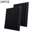 24 PCS Pyramid Style Recording Studio Drum Video Room Sound Insulation Board Silencer Cotton(Black)