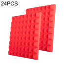 24 PCS Pyramid Style Recording Studio Drum Video Room Sound Insulation Board Silencer Cotton(Red)