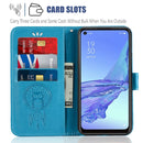 For OPPO A53 (2020) Wind Chime Owl Embossing Pattern Horizontal Flip Leather Case, with Holder & Card Slots & Wallet(Blue)