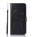 For OPPO Reno5 5G Wind Chime Owl Embossing Pattern Horizontal Flip Leather Case, with Holder & Card Slots & Wallet(Black)