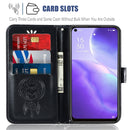For OPPO Reno5 5G Wind Chime Owl Embossing Pattern Horizontal Flip Leather Case, with Holder & Card Slots & Wallet(Black)