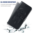 For OPPO Reno5 5G Wind Chime Owl Embossing Pattern Horizontal Flip Leather Case, with Holder & Card Slots & Wallet(Black)