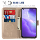 For OPPO Reno5 5G Wind Chime Owl Embossing Pattern Horizontal Flip Leather Case, with Holder & Card Slots & Wallet(Gold)