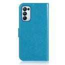 For OPPO Reno5 5G Wind Chime Owl Embossing Pattern Horizontal Flip Leather Case, with Holder & Card Slots & Wallet(Blue)