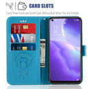 For OPPO Reno5 5G Wind Chime Owl Embossing Pattern Horizontal Flip Leather Case, with Holder & Card Slots & Wallet(Blue)