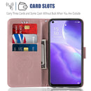 For OPPO Reno5 5G Wind Chime Owl Embossing Pattern Horizontal Flip Leather Case, with Holder & Card Slots & Wallet(Rose Gold)