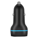 QC USB + USB-C / Type-C Dual Ports Fast Charging Car Charger with Luminous Aperture(Black)