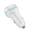 QC USB + USB-C / Type-C Dual Ports Fast Charging Car Charger with Luminous Aperture(White)