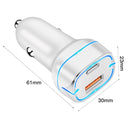 QC USB + USB-C / Type-C Dual Ports Fast Charging Car Charger with Luminous Aperture(Black)