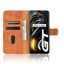 For OPPO Realme GT 5G Solid Color Skin Feel Magnetic Buckle Horizontal Flip PU Leather Case with Holder & Card Slots & Wallet(Brown)