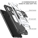 For Huawei P Smart(2019) Magnetic Armor Shockproof TPU + PC Case with Metal Ring Holder(Silver)