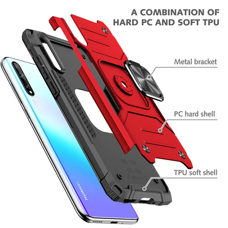 For Huawei P Smart S / Enjoy 10S / Y8P Magnetic Armor Shockproof TPU + PC Case with Metal Ring Holder(Red)