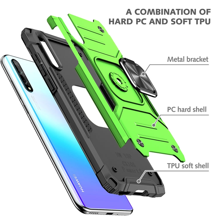 For Huawei P Smart S / Enjoy 10S / Y8P Magnetic Armor Shockproof TPU + PC Case with Metal Ring Holder(Green)