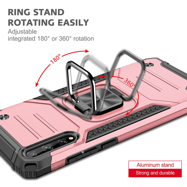 For Huawei P Smart S / Enjoy 10S / Y8P Magnetic Armor Shockproof TPU + PC Case with Metal Ring Holder(Rose Gold)