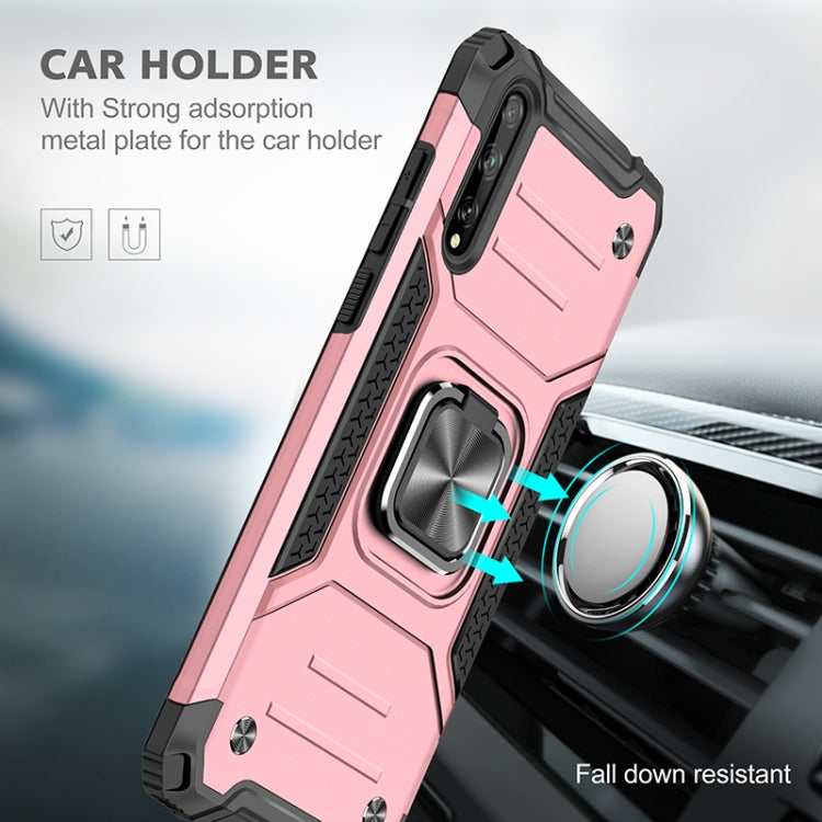 For Huawei P Smart S / Enjoy 10S / Y8P Magnetic Armor Shockproof TPU + PC Case with Metal Ring Holder(Rose Gold)