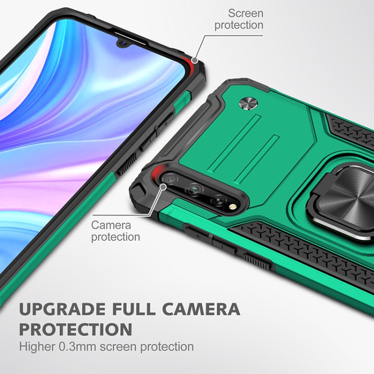 For Huawei P Smart S / Enjoy 10S / Y8P Magnetic Armor Shockproof TPU + PC Case with Metal Ring Holder(Dark Green)