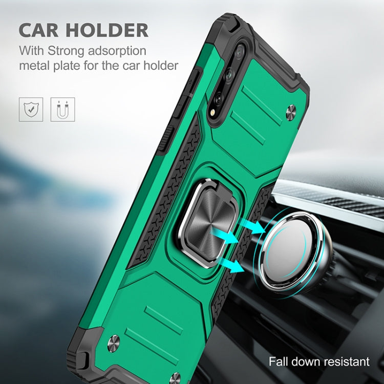 For Huawei P Smart S / Enjoy 10S / Y8P Magnetic Armor Shockproof TPU + PC Case with Metal Ring Holder(Dark Green)