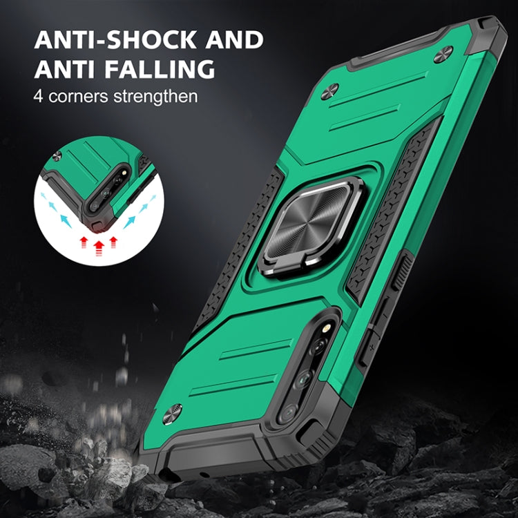 For Huawei P Smart S / Enjoy 10S / Y8P Magnetic Armor Shockproof TPU + PC Case with Metal Ring Holder(Dark Green)