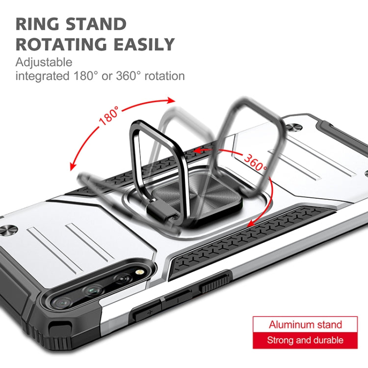 For Huawei P Smart S / Enjoy 10S / Y8P Magnetic Armor Shockproof TPU + PC Case with Metal Ring Holder(Silver)