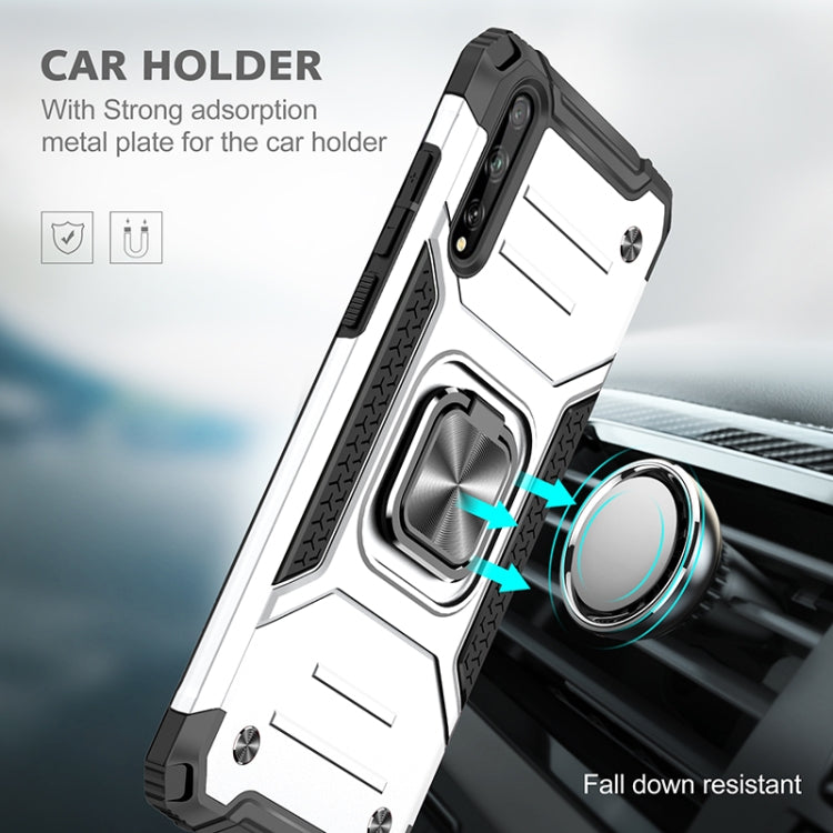 For Huawei P Smart S / Enjoy 10S / Y8P Magnetic Armor Shockproof TPU + PC Case with Metal Ring Holder(Silver)
