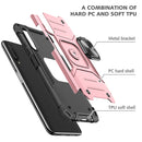 For Huawei Y9s Magnetic Armor Shockproof TPU + PC Case with Metal Ring Holder(Rose Gold)