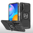 For Huawei P Smart(2021) / Y7a Magnetic Armor Shockproof TPU + PC Case with Metal Ring Holder(Black)