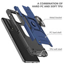 For Huawei P Smart(2021) / Y7a Magnetic Armor Shockproof TPU + PC Case with Metal Ring Holder(Blue)