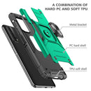 For Huawei P Smart(2021) / Y7a Magnetic Armor Shockproof TPU + PC Case with Metal Ring Holder(Dark Green)