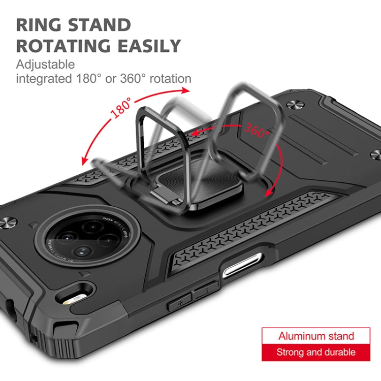 For Huawei Y9a Magnetic Armor Shockproof TPU + PC Case with Metal Ring Holder(Black)