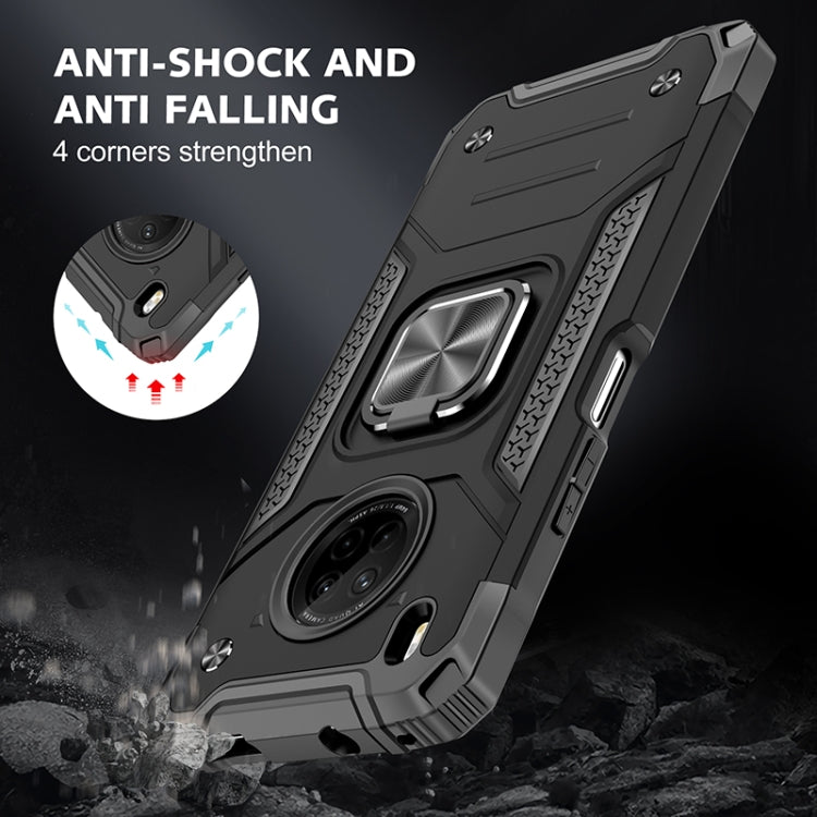 For Huawei Y9a Magnetic Armor Shockproof TPU + PC Case with Metal Ring Holder(Black)