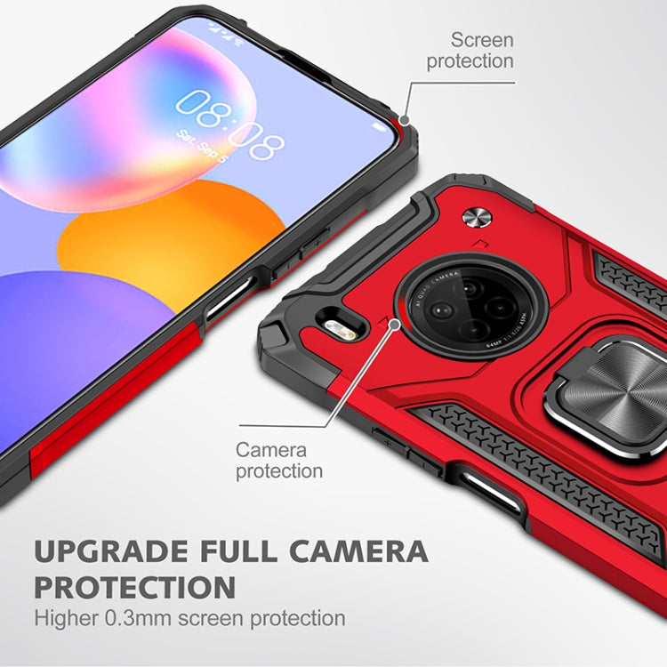 For Huawei Y9a Magnetic Armor Shockproof TPU + PC Case with Metal Ring Holder(Red)