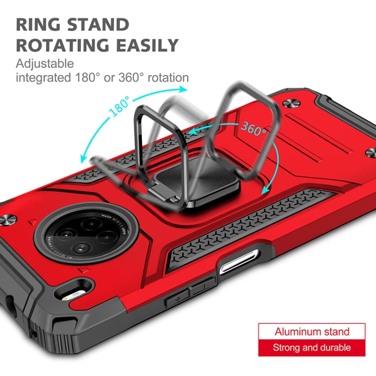 For Huawei Y9a Magnetic Armor Shockproof TPU + PC Case with Metal Ring Holder(Red)