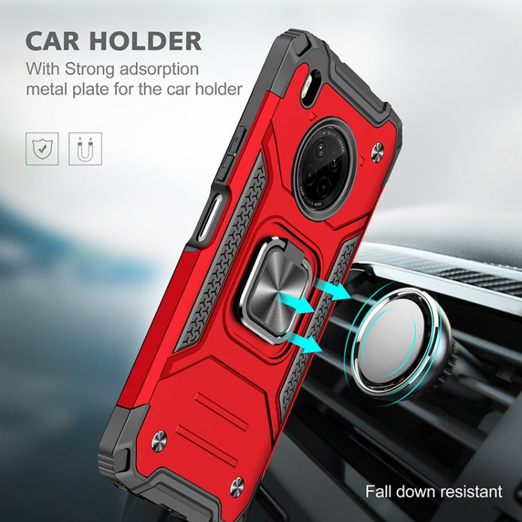 For Huawei Y9a Magnetic Armor Shockproof TPU + PC Case with Metal Ring Holder(Red)