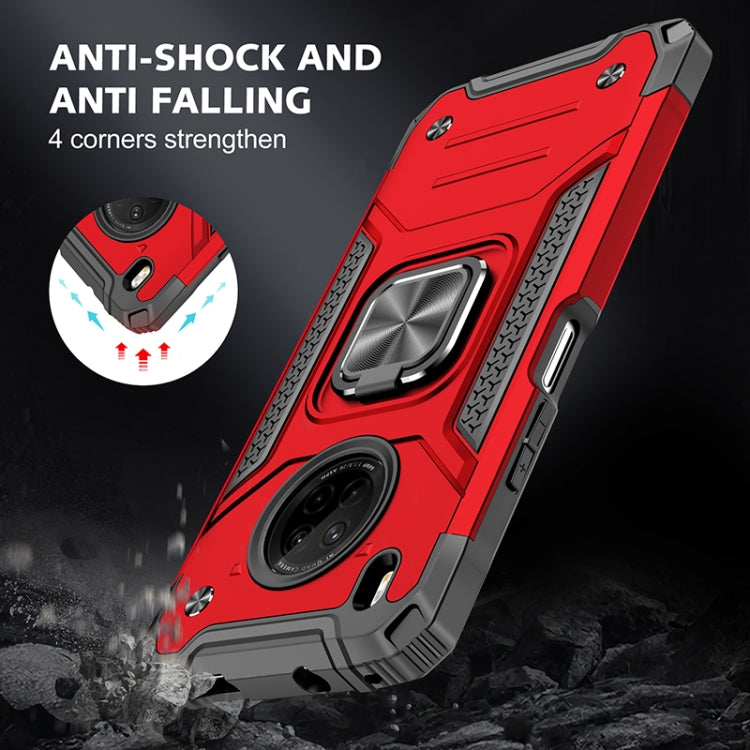 For Huawei Y9a Magnetic Armor Shockproof TPU + PC Case with Metal Ring Holder(Red)