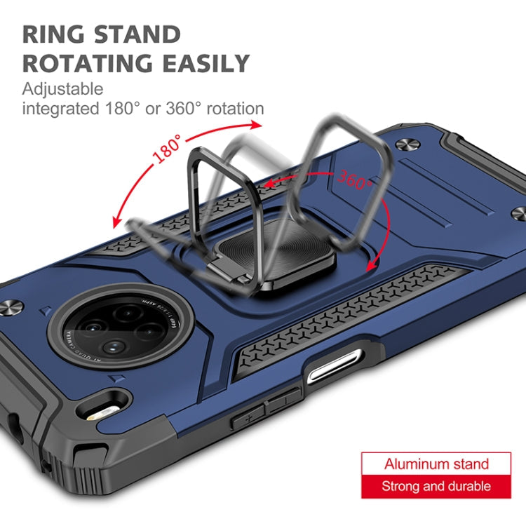 For Huawei Y9a Magnetic Armor Shockproof TPU + PC Case with Metal Ring Holder(Blue)