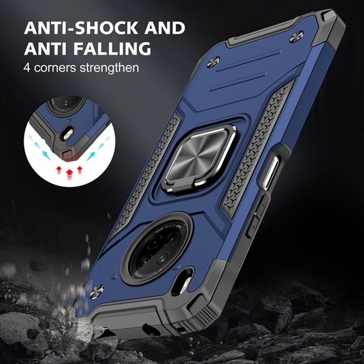 For Huawei Y9a Magnetic Armor Shockproof TPU + PC Case with Metal Ring Holder(Blue)